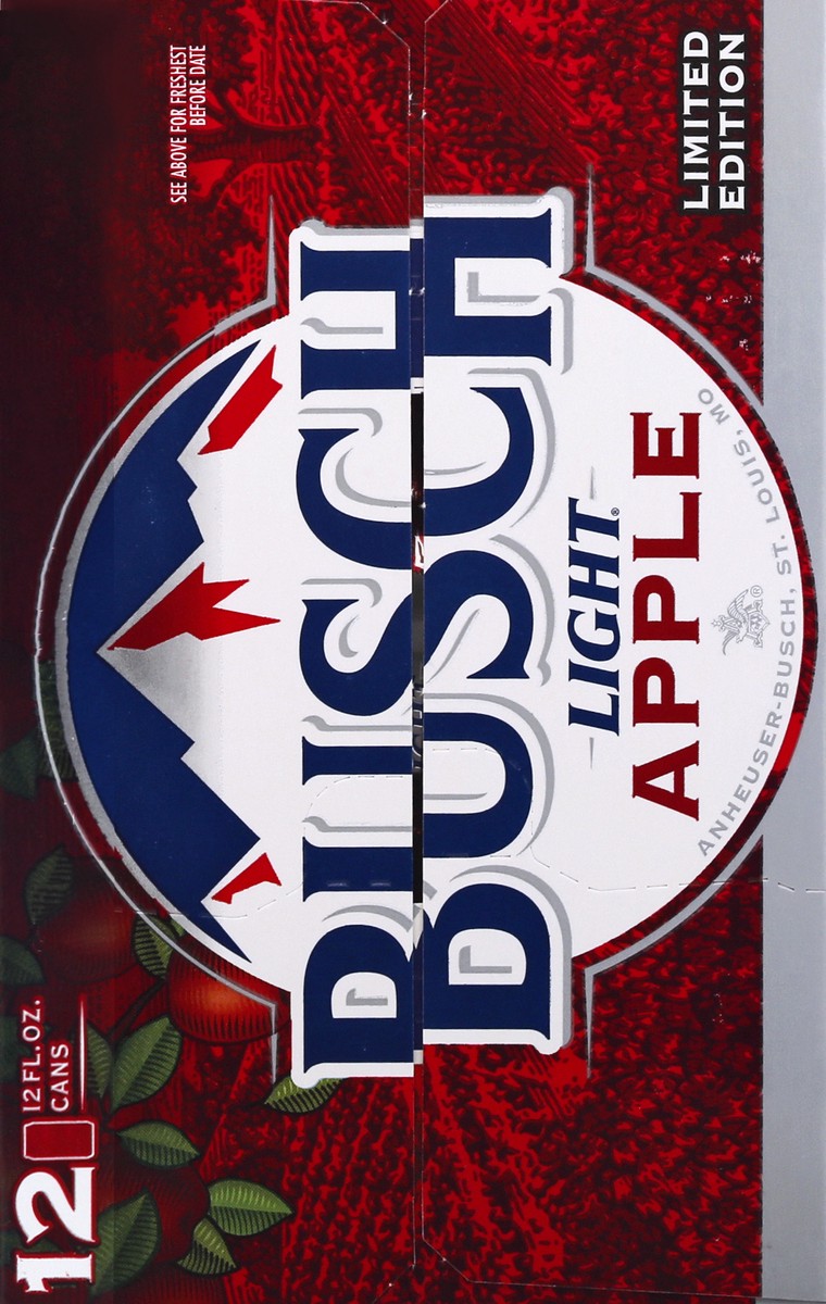 slide 4 of 8, Busch Light Apple American Lager Beer 12 pack, 12 fl oz Cans, 12 ct; 12 fl oz