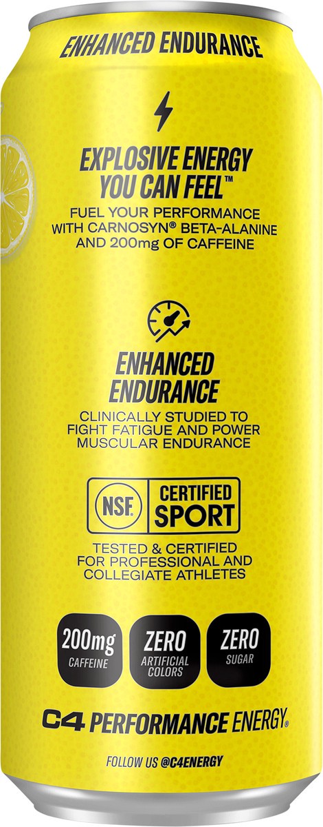 slide 7 of 11, C4 Sport Performance Classic Lemonade Energy Drink, 16 fl oz can, 16 fl oz