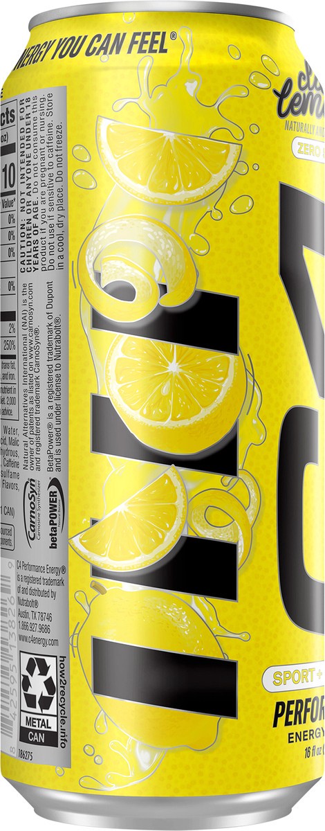 slide 6 of 11, C4 Sport Performance Classic Lemonade Energy Drink, 16 fl oz can, 16 fl oz