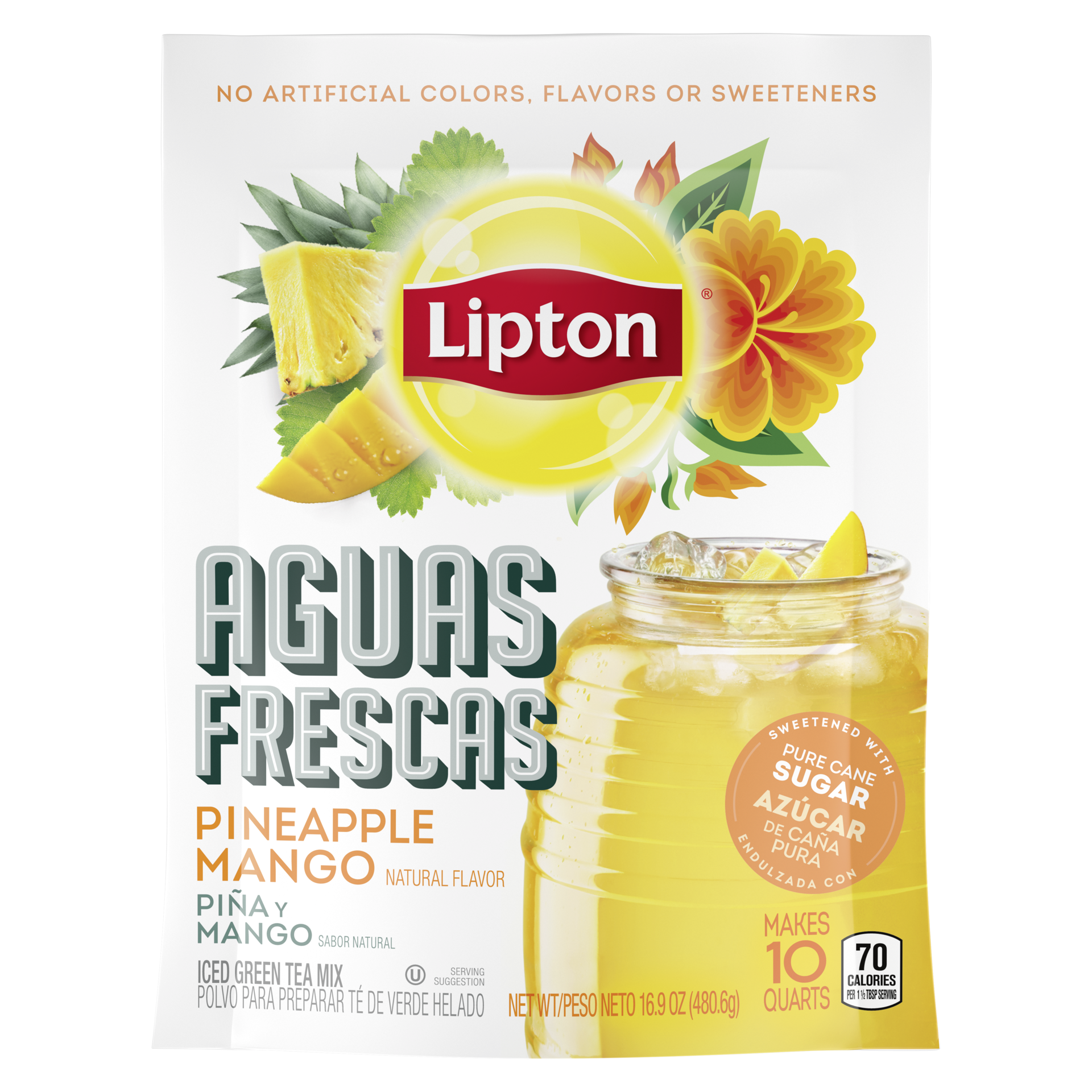 slide 2 of 4, Lipton Aguas Frescas Drink Mix Pineapple Mango, 10 qt, 10 qt