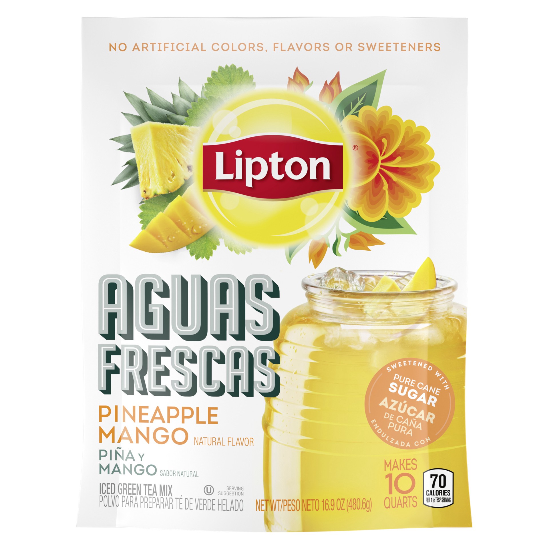 slide 1 of 4, Lipton Aguas Frescas Drink Mix Pineapple Mango, 10 qt, 10 qt