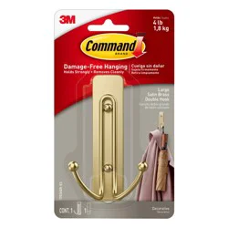 3M Command Large Satin Brass Double Hook
