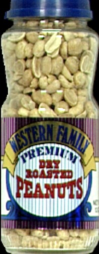 slide 1 of 1, Western Family Dry Roasted Peanuts, 12 oz