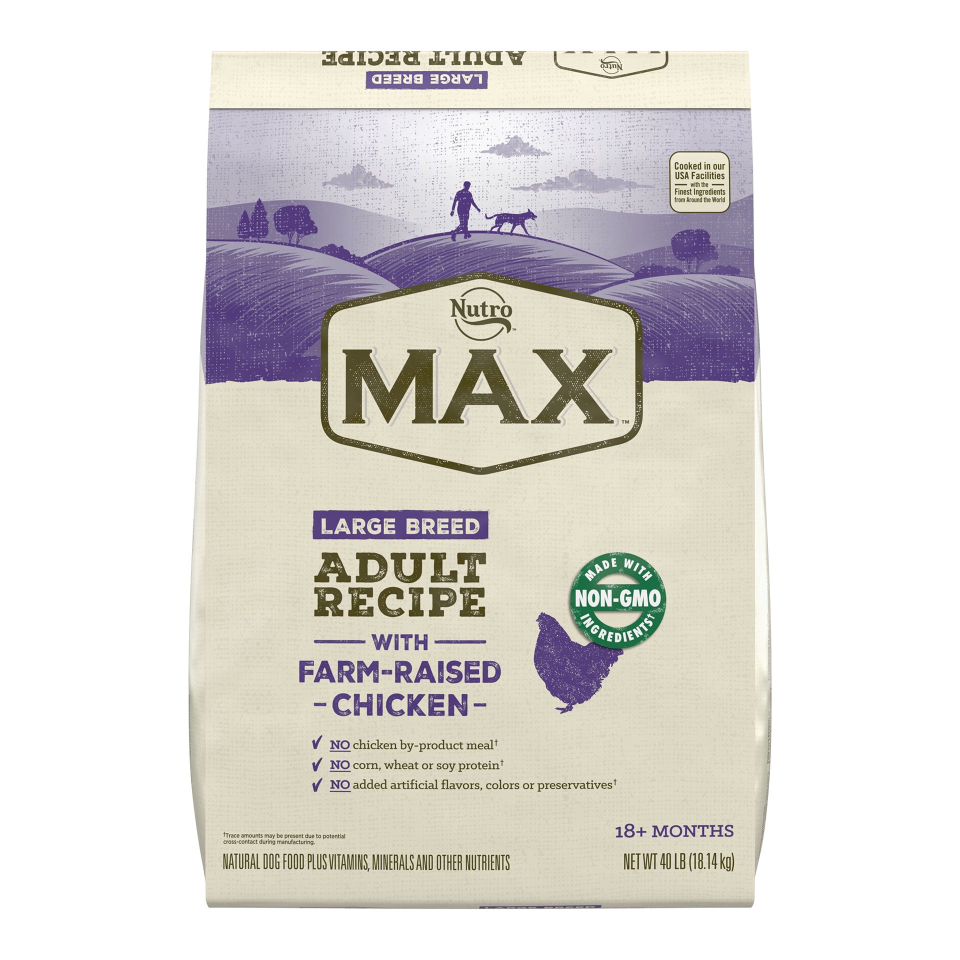 slide 1 of 1, NUTRO MAX Large Breed Adult Recipe Dry Dog Food With Farm-Raised Chicken, 40 LB Bag, 40 lb