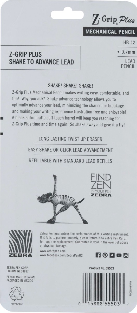 slide 2 of 9, Zebra Z-Grip Plus HB No. 2 (0.7 mm) Lead Mechanical Pencil 3 Pencils 1 ea, 1 ct