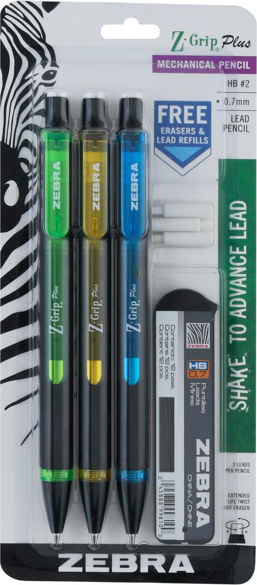 slide 3 of 9, Zebra Z-Grip Plus HB No. 2 (0.7 mm) Lead Mechanical Pencil 3 Pencils 1 ea, 1 ct