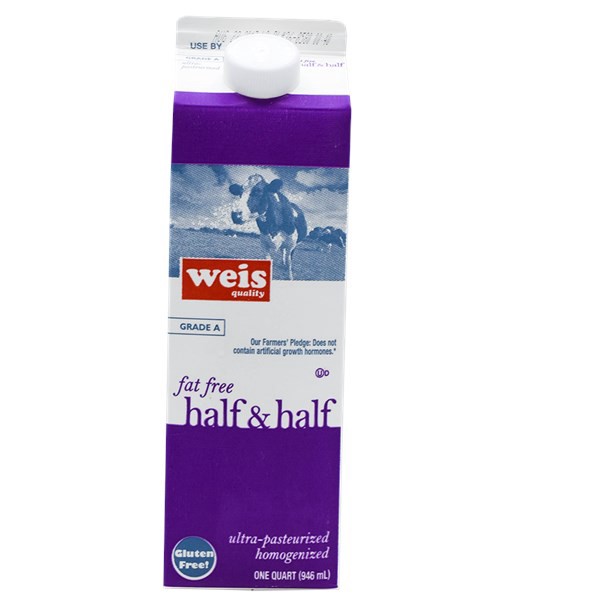 slide 1 of 1, Weis Quality Grade A Fat Free Half and Half, 32 fl oz