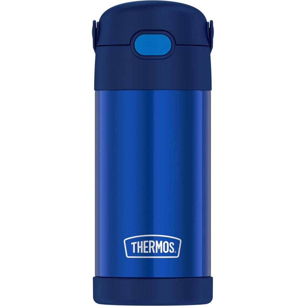 slide 2 of 10, Thermos FUNtainer Stainless Steel Water Bottle with Straw, Navy, 12 oz