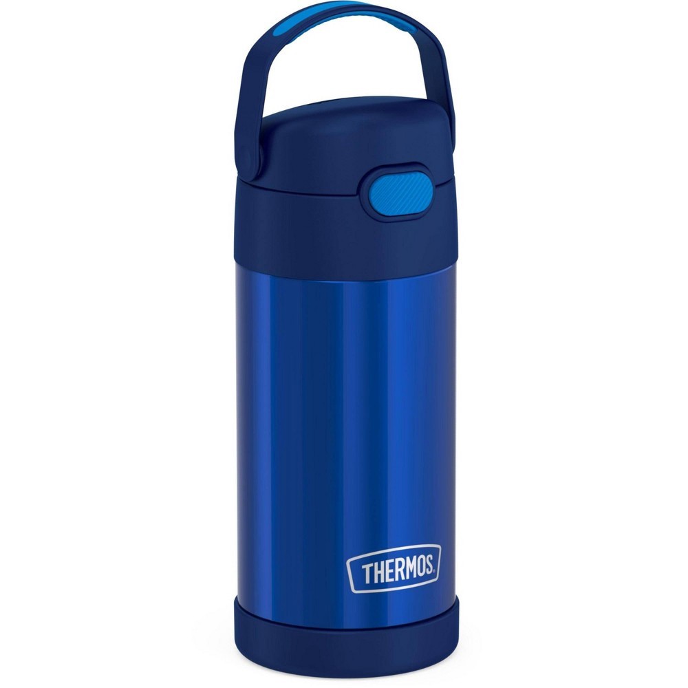 slide 3 of 10, Thermos FUNtainer Stainless Steel Water Bottle with Straw, Navy, 12 oz