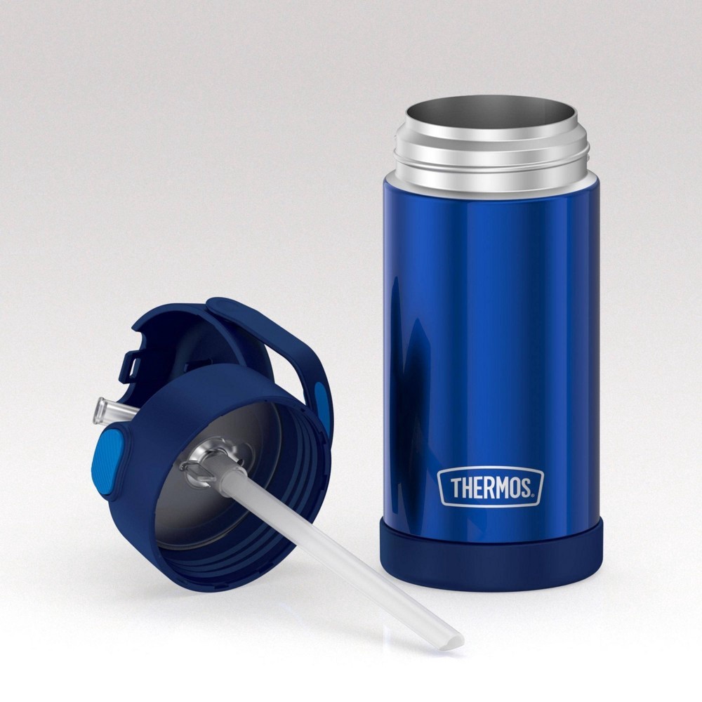 slide 8 of 10, Thermos FUNtainer Stainless Steel Water Bottle with Straw, Navy, 12 oz