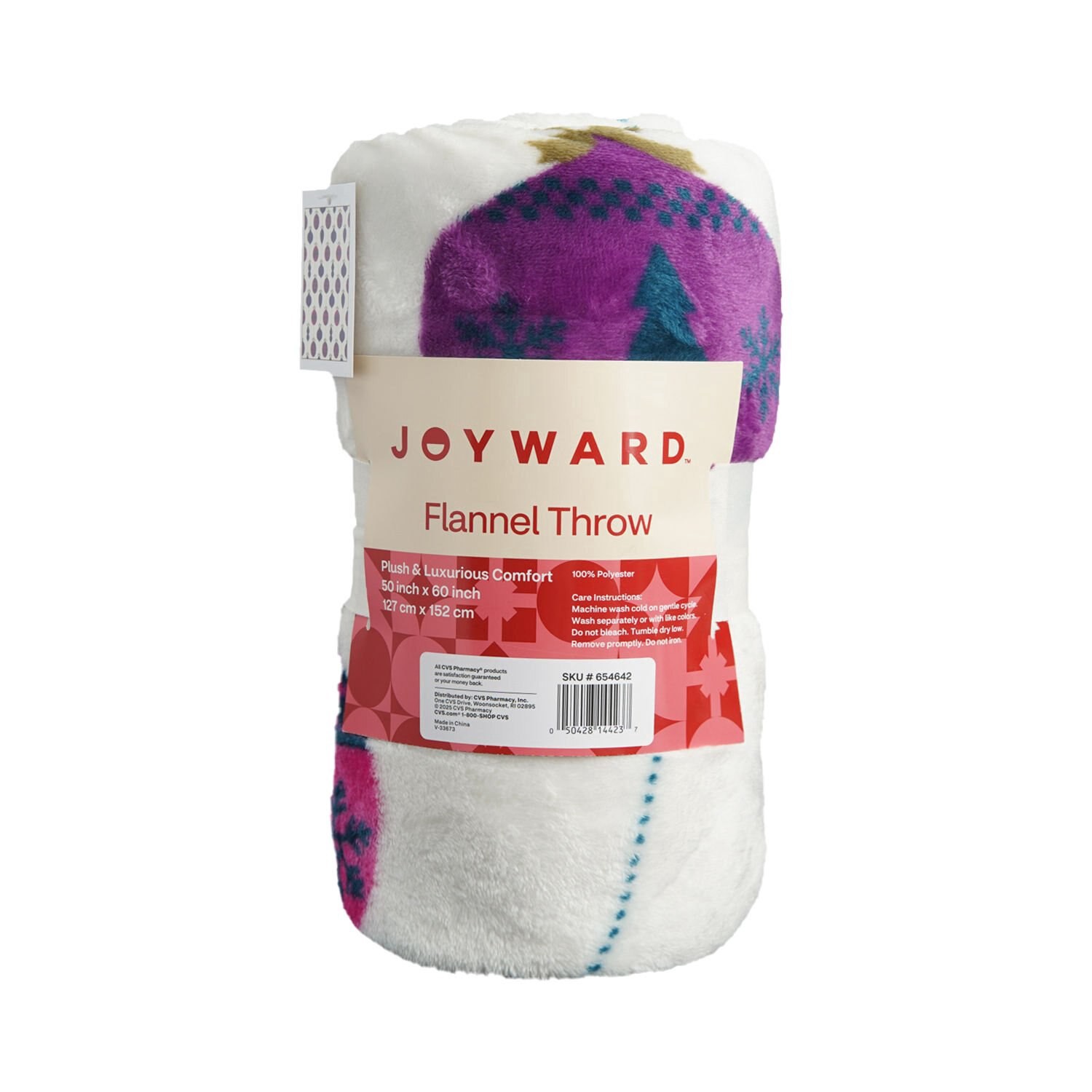 slide 1 of 3, Joyward Flannel Throw Blanket, Ornaments, 50 X 60 In, 1 ct