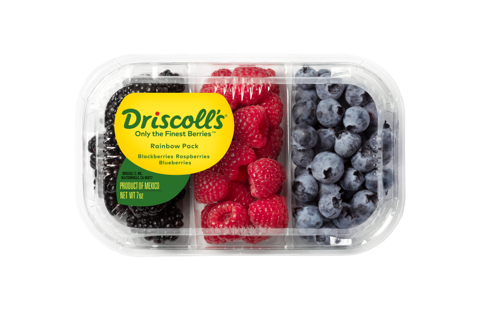 slide 1 of 1, Driscoll's Rainbow Pack Blackberries Blueberries & Raspberries, 7 oz