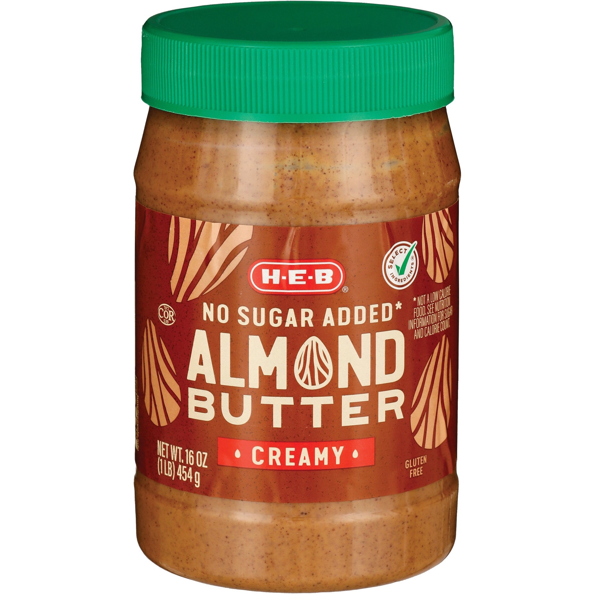 slide 1 of 1, H-E-B No Sugar Added Almond Butter, 16 oz