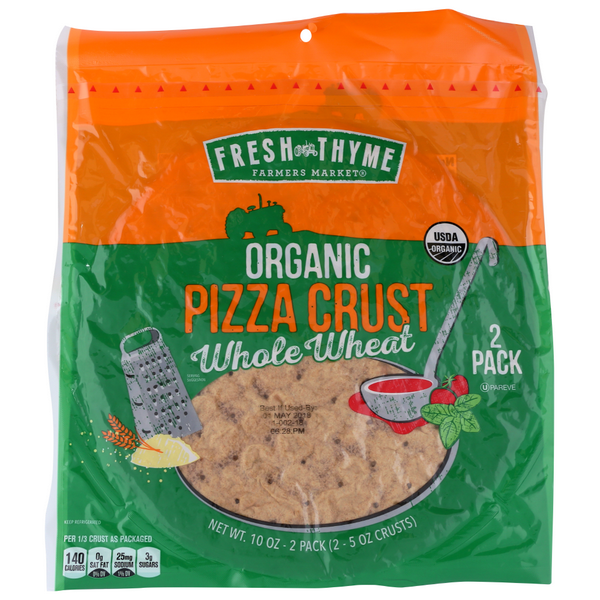 slide 1 of 1, Fresh Thyme Organic Pizza Crusts Whole Wheat, 11 oz