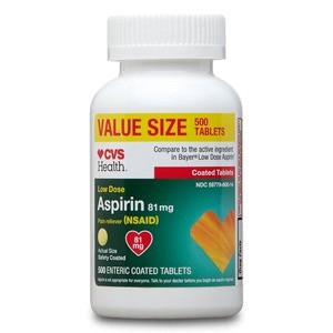 slide 1 of 1, CVS Health Low Dose Aspirin Enteric Coated Tablets 81mg, 500 ct