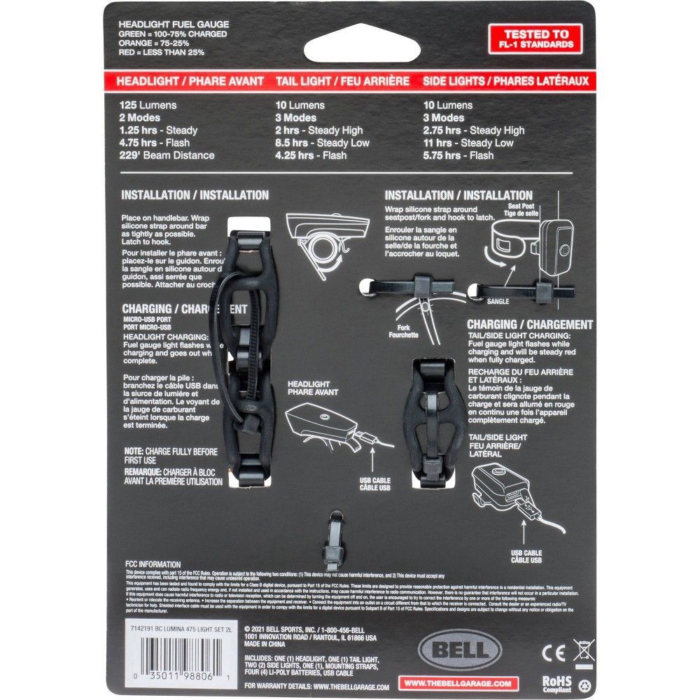 slide 11 of 13, Bell Lumina 475 LED Bike Light Set, 1 ct