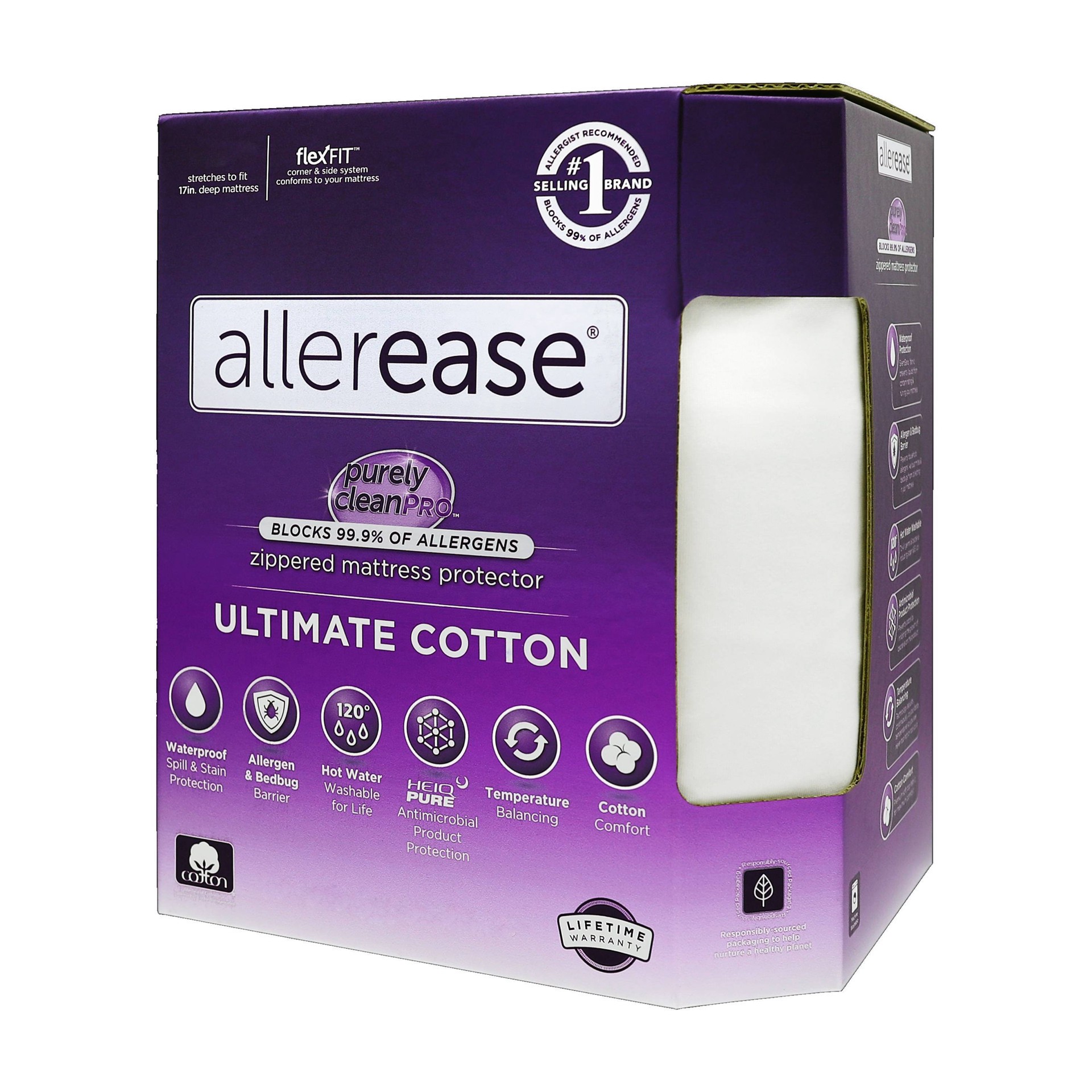 slide 1 of 3, AllerEase Ultimate Protection and Comfort Waterproof, Bed Bug, Antimicrobial Zippered Mattress Protector, King, 1 ct