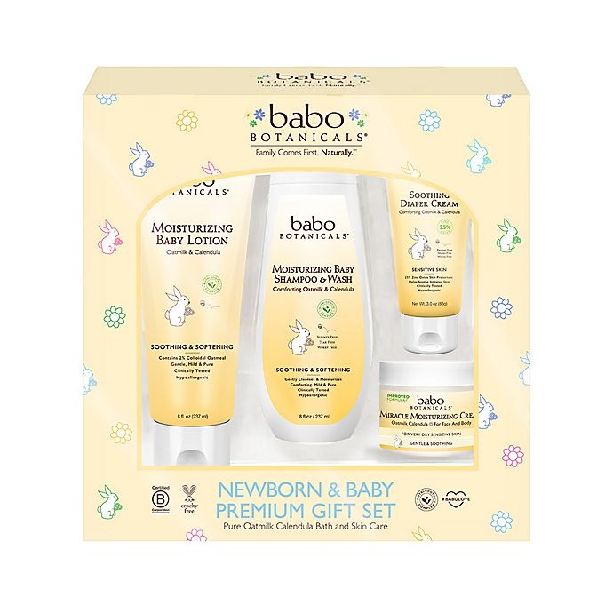 slide 1 of 2, Babo Botanicals Newborn & Baby Oatmilk Calendula Bath Gift Set, 4 ct