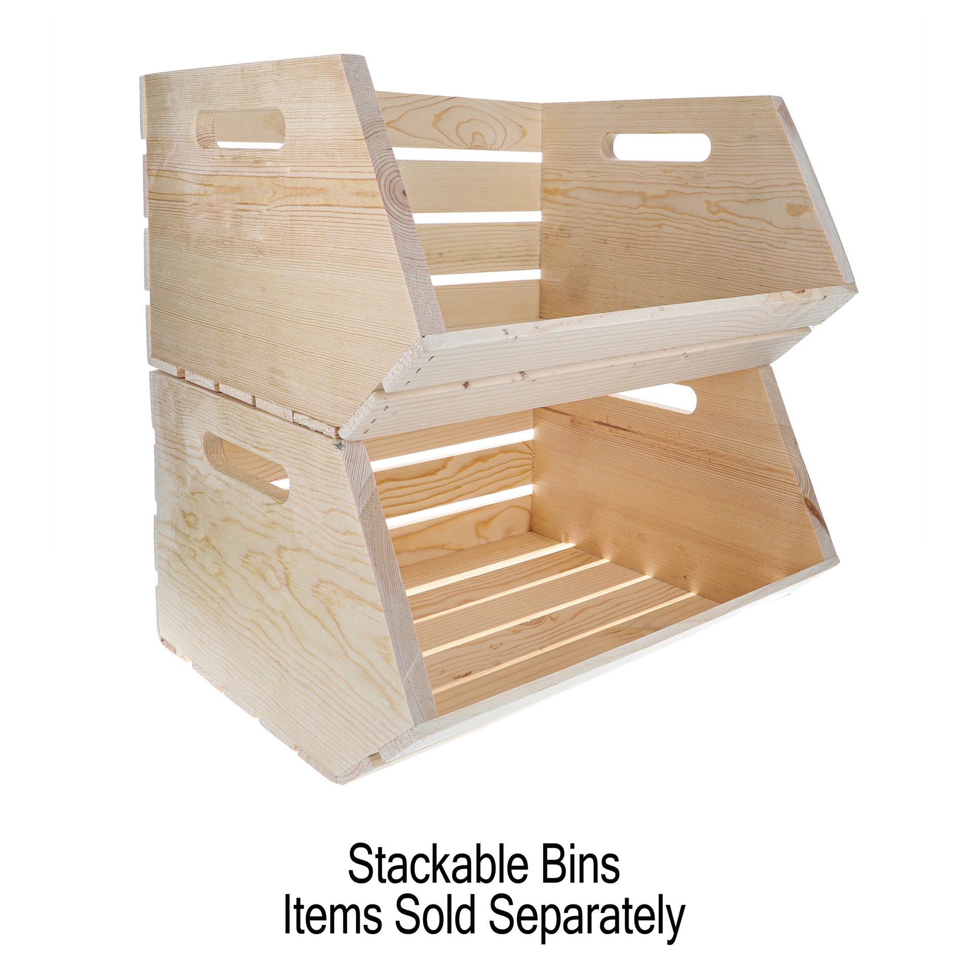 slide 3 of 5, 18" Stackable Wood Bin By Make Market, 17.8 in x 16 in x 9.5 in