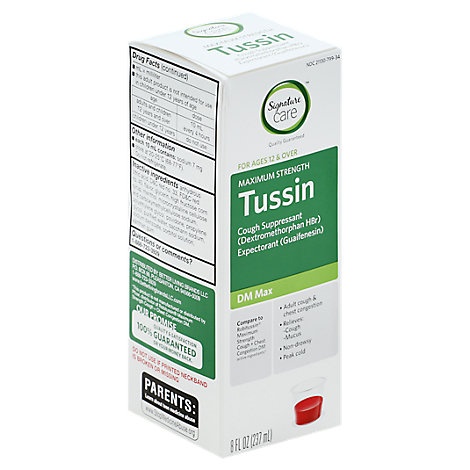 slide 1 of 1, Signature Care Tussin Cough Suppressant Non Drowsy Dm Max Ages 12 & Over Raspberry, 8 fl oz