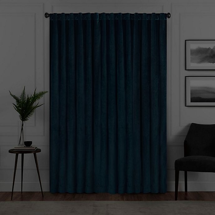 slide 5 of 8, Eclipse Harper Rod Pocket Blackout Window Curtain Panel - Teal, 95 in