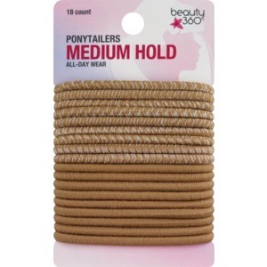 slide 1 of 1, Beauty 360 Medium Hold Ponytailers, Blonde, 18 ct