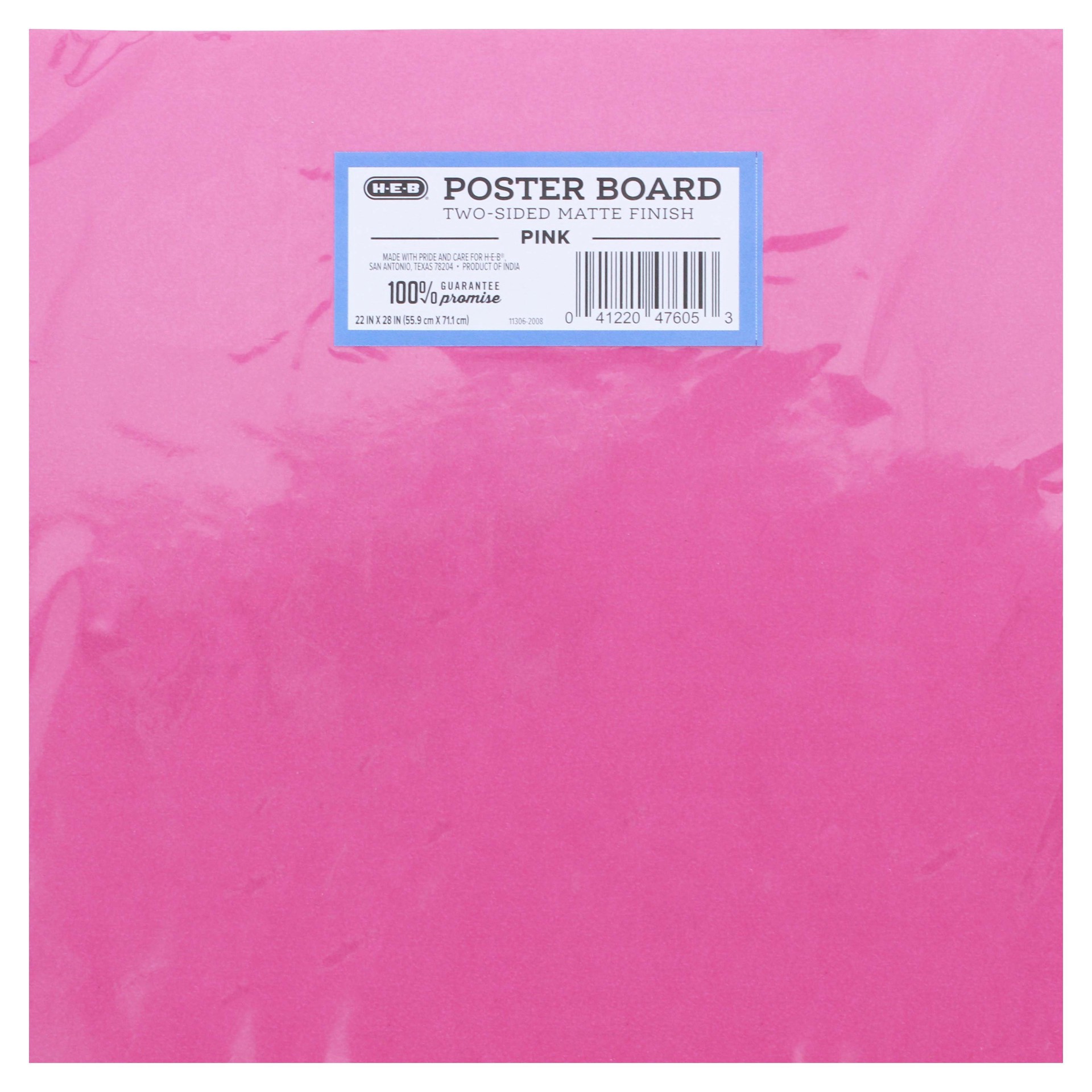 slide 1 of 1, H-E-B Dual Sided Pink Matte Poster Board, 22 in x 28 in