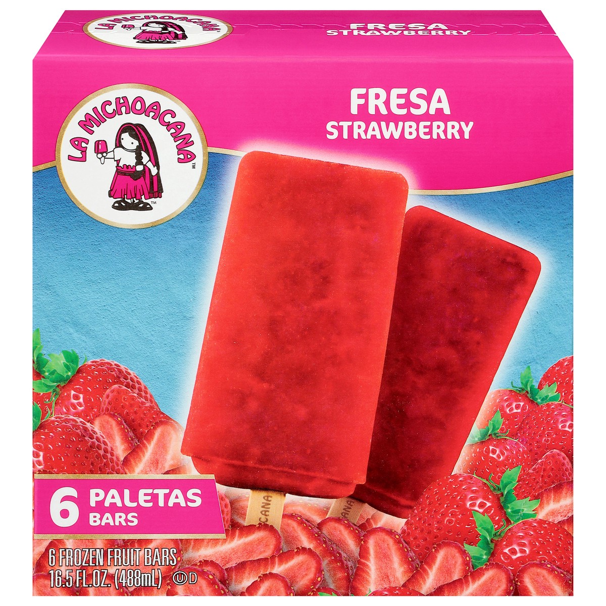 slide 1 of 5, Helados Mexico Strawberry Frozen Fruit Bars 6 ea, 6 ct