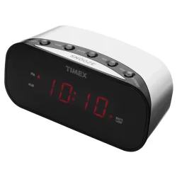 Timex T121 Timex Alarm Silver Clock with Red Display