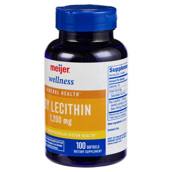 slide 4 of 17, MEIJER WELLNESS Meijer Natural Soy Lecithin Softgel, 100 ct; 1200 mg