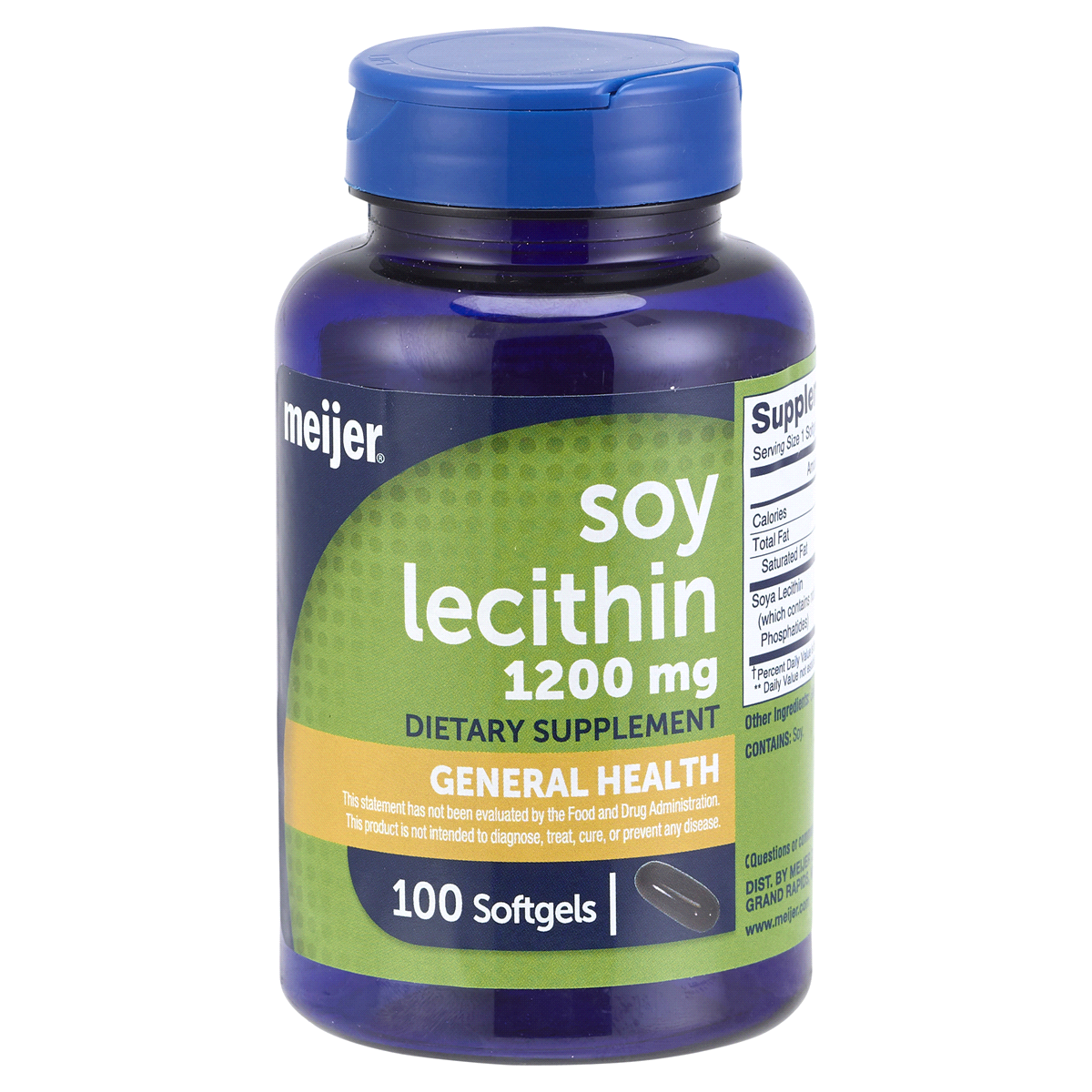 slide 1 of 3, Meijer Natural Soy Lecithin 1200MG Softgel, 100 ct
