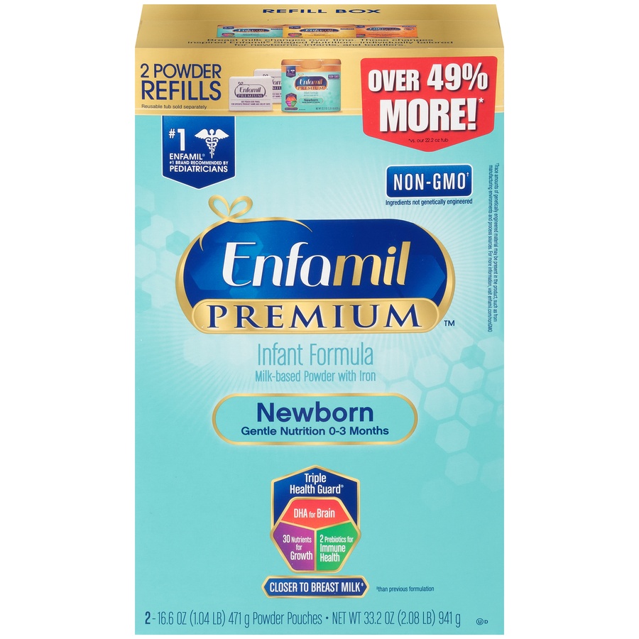 slide 1 of 8, Enfamil PREMIUM Newborn Non-GMO Infant Formula - Powder Refill Box, 33.2 oz, 33.2 oz