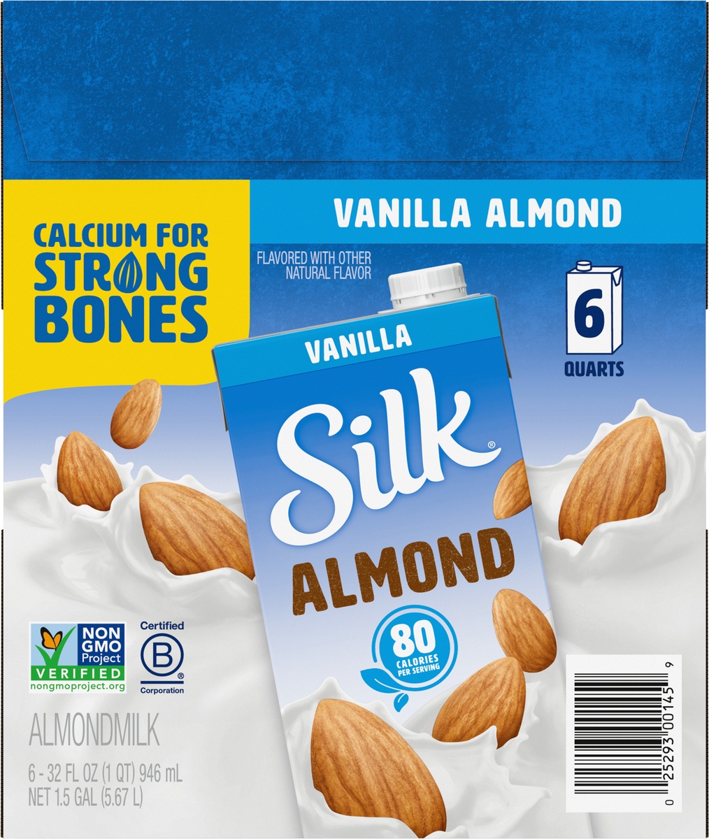 slide 10 of 11, (Pack of 6) Silk Shelf-Stable Vanilla Almond Milk, 32 fl oz