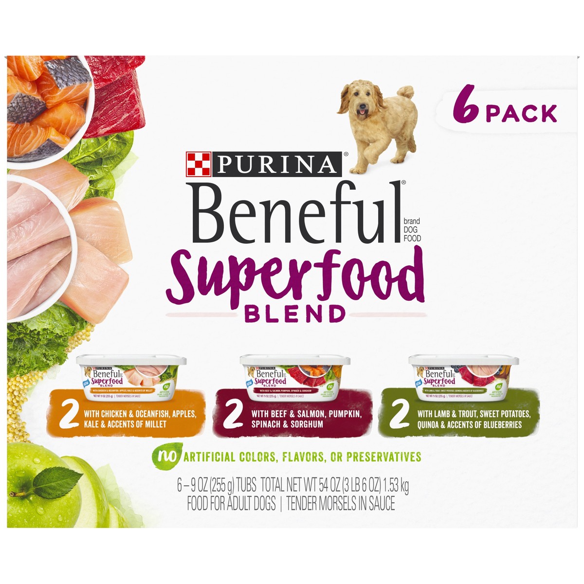 slide 2 of 17, Beneful Purina Beneful Superfood Blend Chicken, Beef & Lamb Recipes Wet Dog Food, 3.38 lb