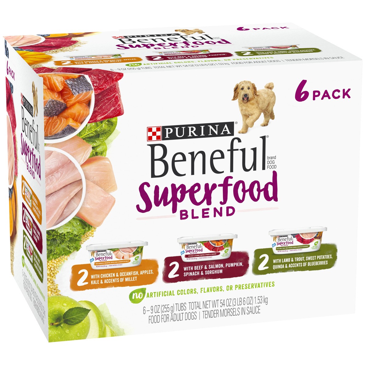 slide 3 of 17, Beneful Purina Beneful Superfood Blend Chicken, Beef & Lamb Recipes Wet Dog Food, 3.38 lb