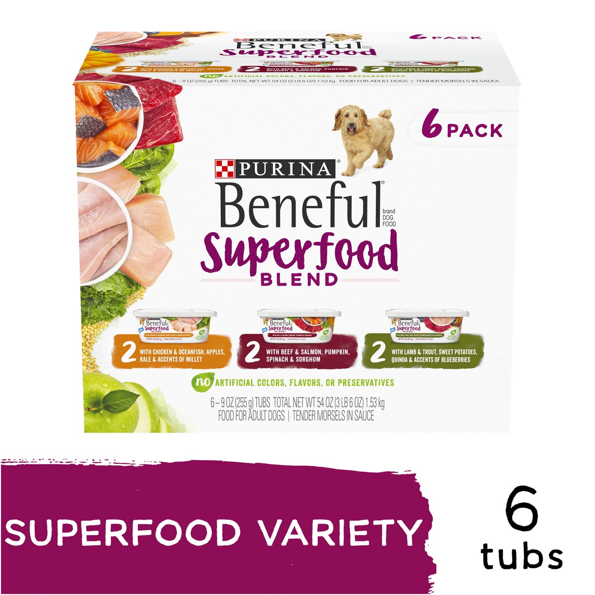 slide 12 of 17, Beneful Purina Beneful Superfood Blend Chicken, Beef & Lamb Recipes Wet Dog Food, 3.38 lb