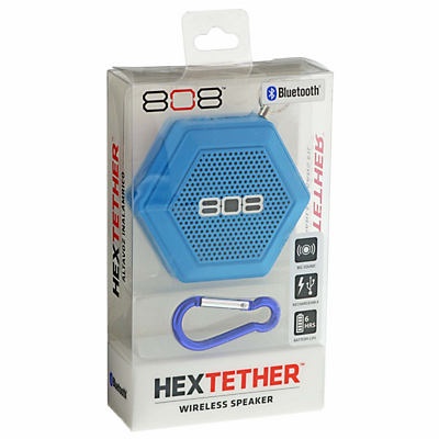 slide 1 of 1, 808 Audio HEX TETHER Wireless Bluetooth Speaker Blue, 1 ct