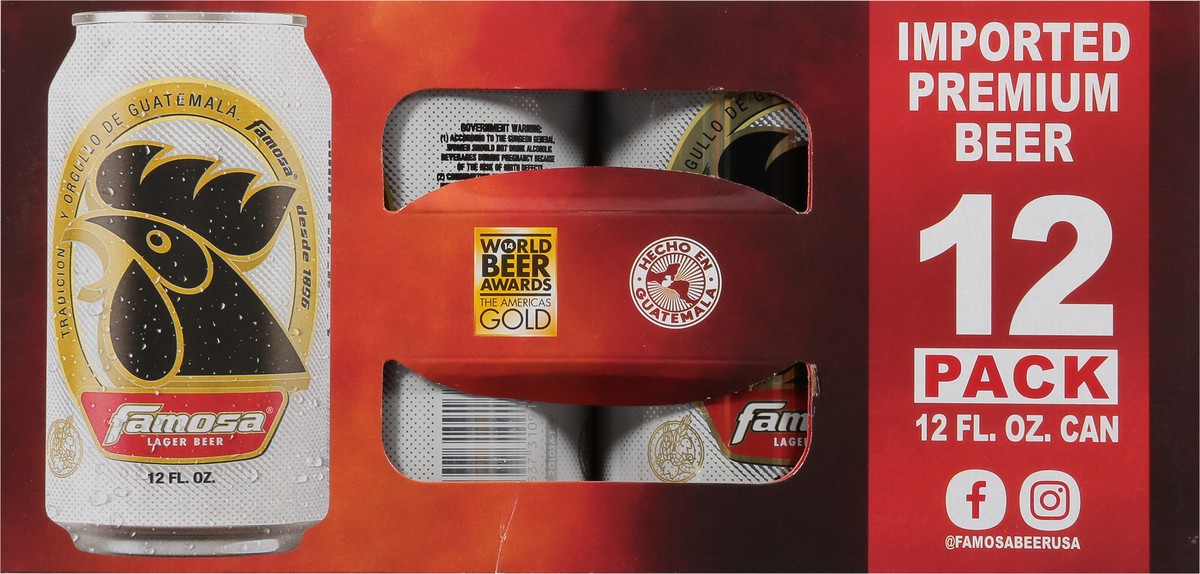 slide 4 of 9, Famosa Lager Beer 12 - 12 fl oz Cans, 12 ct; 12 oz
