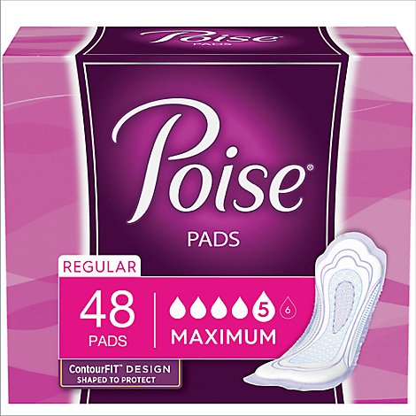 slide 1 of 1, Poise Pads Leakage Protection Regular Length Maximum Absorbency, 48 ct