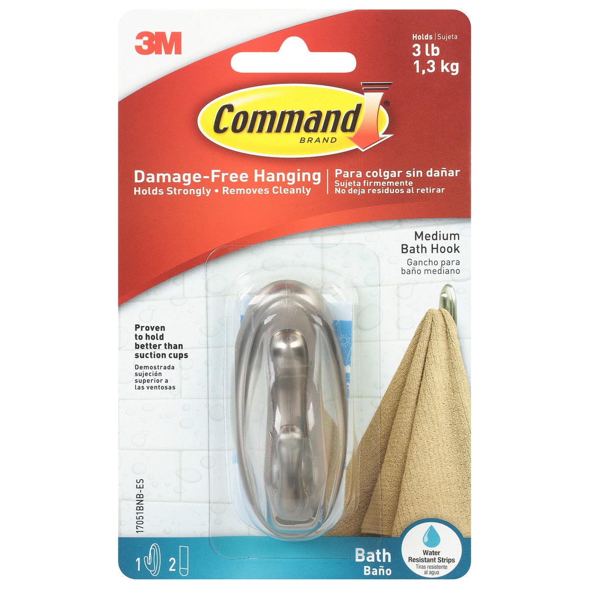 slide 1 of 9, Command Medium Bath Hooks 1 ea, 1 ct