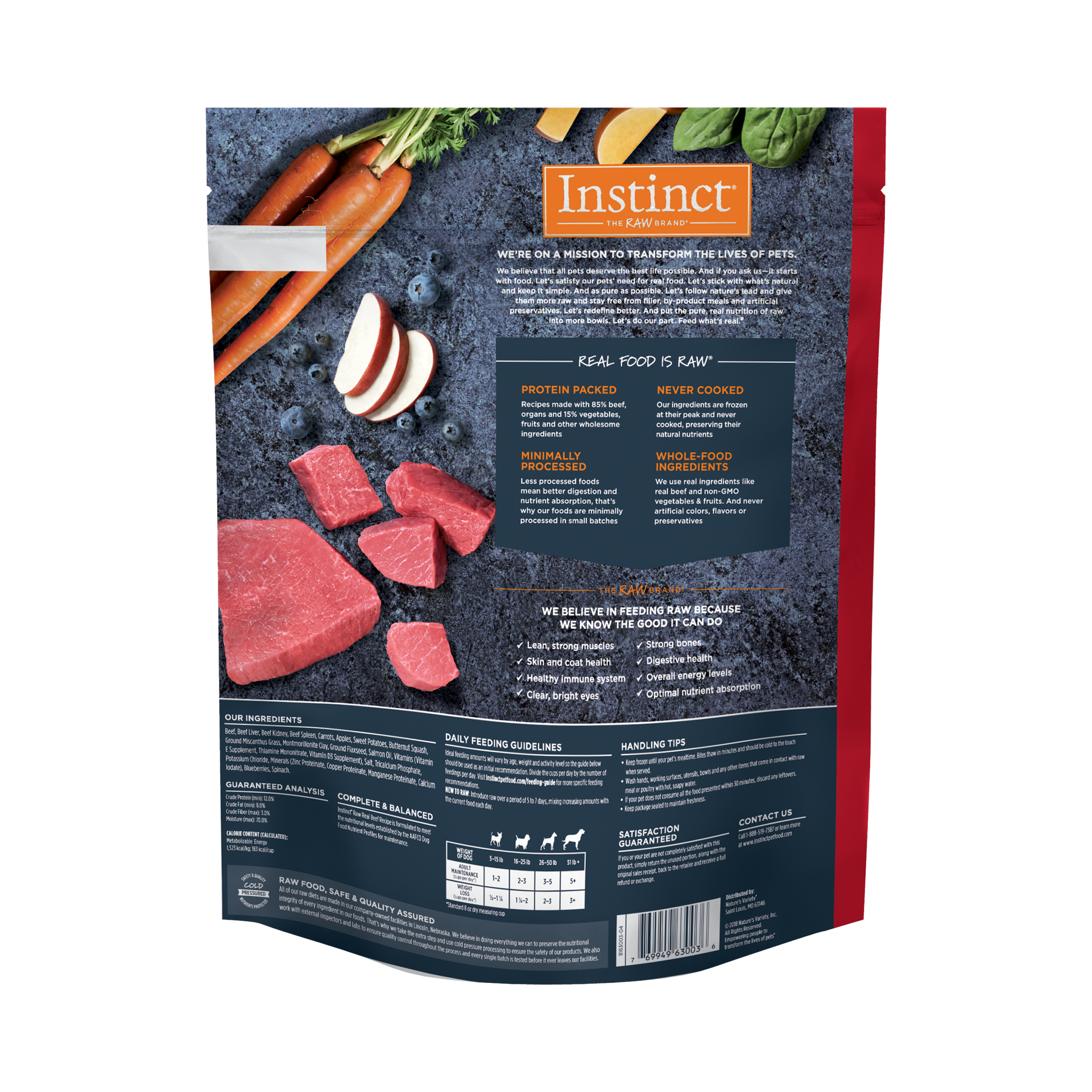 slide 2 of 2, Instinct Raw Frozen Beef Bites Dog Food, 6 lb. Bag, 6 lb