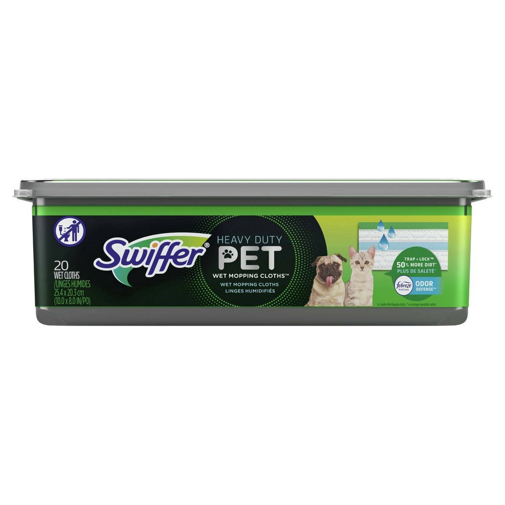 slide 13 of 15, Swiffer Sweeper Pet Heavy Duty Wet Multi-Surface Cloth Refills for Floor Mopping and Cleaning, Fresh Scent, 20 count, 20 ct