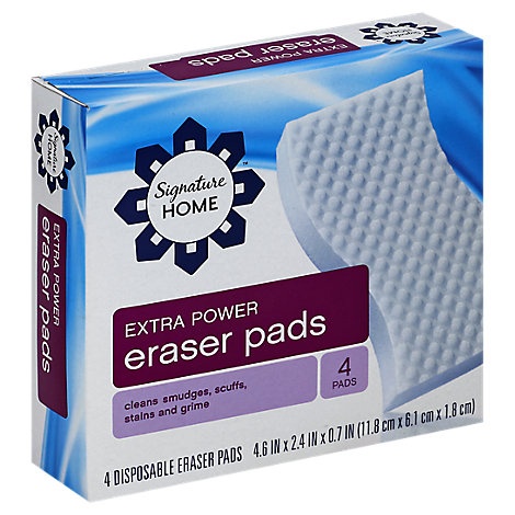 slide 1 of 1, Signature Select/Home Eraser Pads Extra Power Disposable, 4 ct