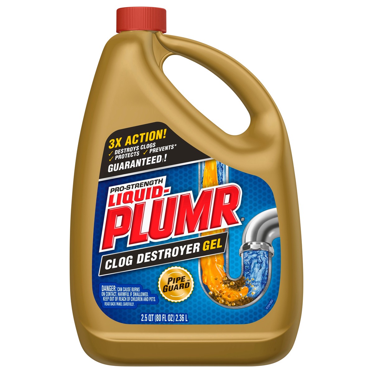 slide 1 of 1, Liquid-Plumr Pro-Strength Clog Destroyer Gel with PipeGuard Liquid Drain Cleaner, 2.5 qt