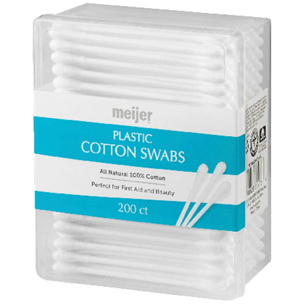 slide 1 of 1, Meijer Plastic Cotton Swabs, 200 ct