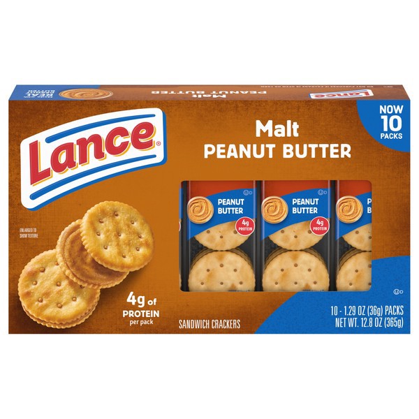 slide 1 of 1, Lance Malt with Peanut Butter Sandwich Crackers, 12.800 oz