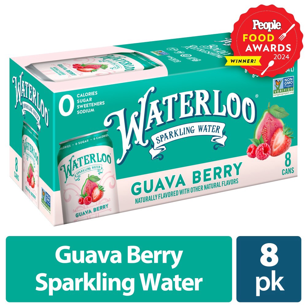 slide 4 of 4, Waterloo Guava Berry Sparkling Water - 8pk / 12 fl oz Cans, 8 ct; 12 fl oz