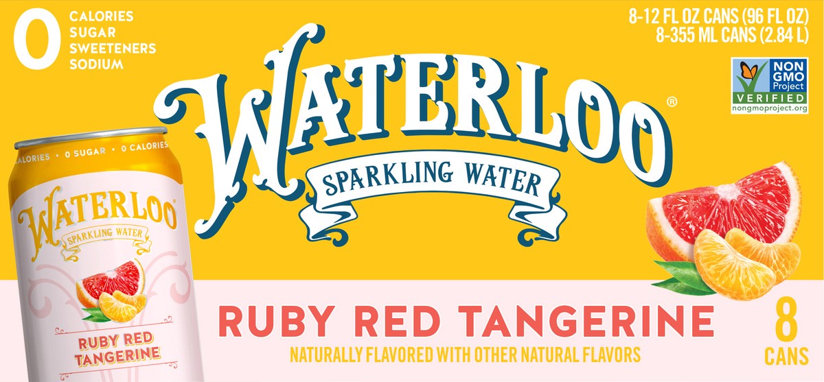 slide 2 of 8, Waterloo Ruby Red Tangerine Sparkling Water - 8pk / 12 fl oz Cans, 8 ct