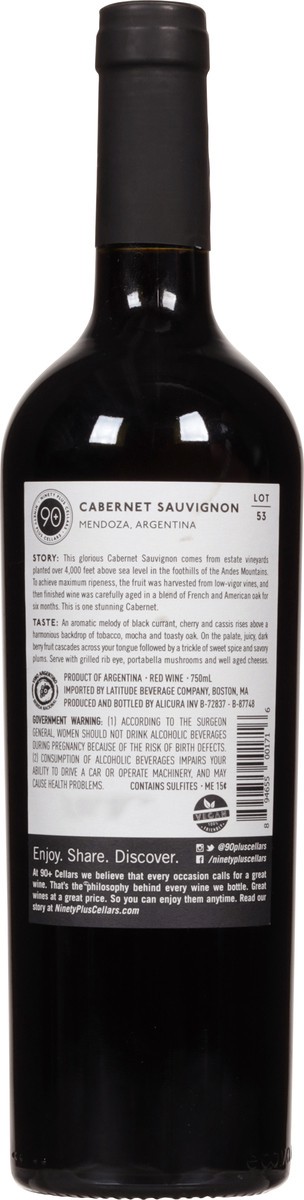 slide 7 of 9, 90+ Cellars Lot 53 Cabernet Sauvignon, Mendoza, Argentina, 750 ml