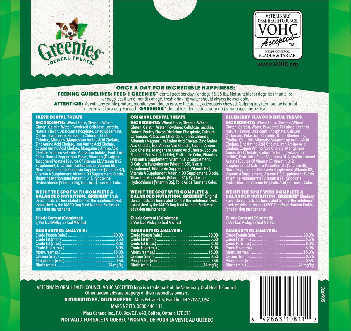 slide 5 of 9, Greenies 15-25 lbs (7-11 kgs) Petite Dental Daily Dog Treats Variety Pack 3 Pouches, 36 oz